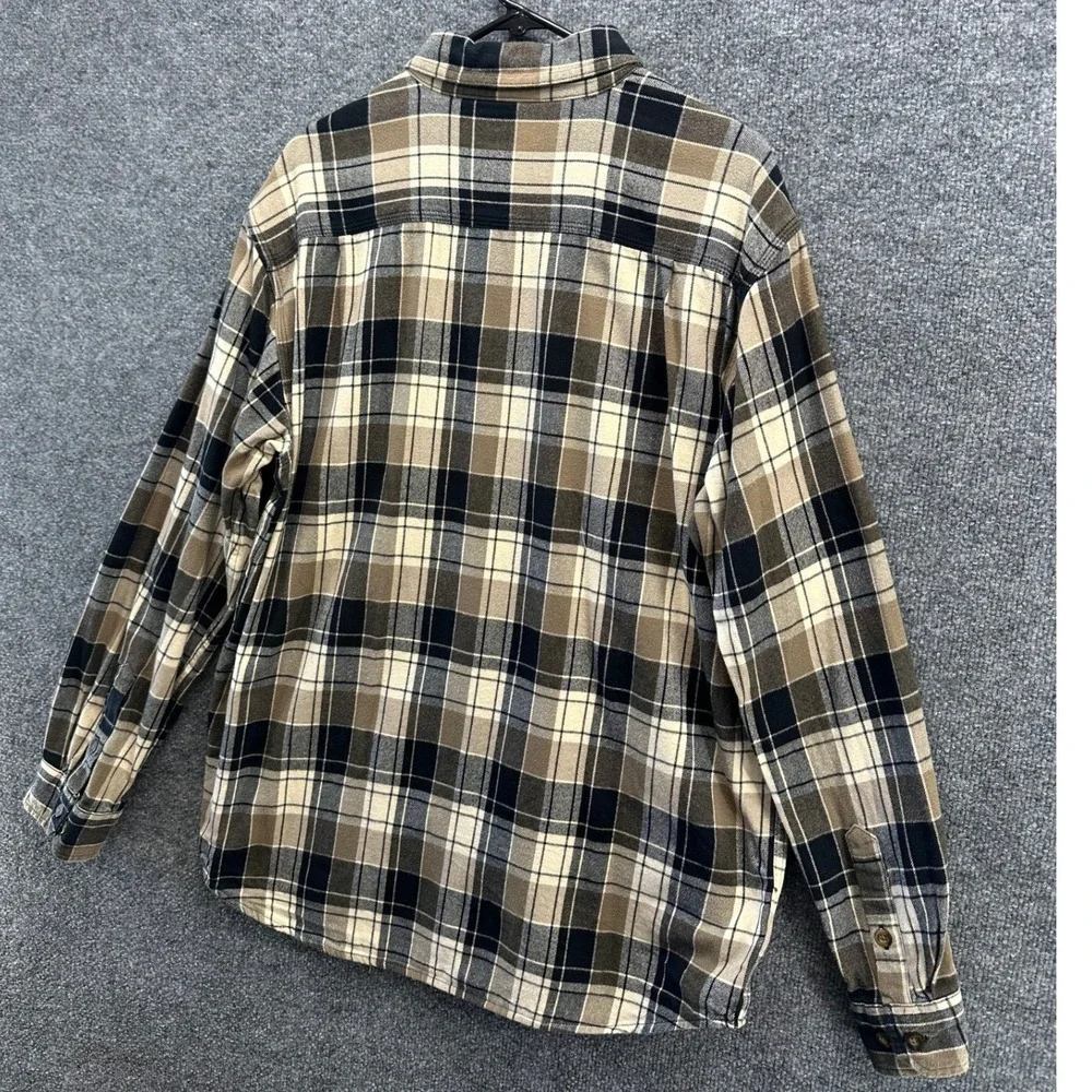 Carhartt Mens Relaxed Fit Plaid Heavy Weight Button Down Shirt Tan  102824 391 L